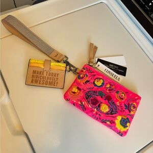 Consuela Vibrant Pink and Yellow Floral Key and Card Holder